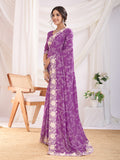 Purple Poly Georgette Festive Wear Saree With Blouse Piece Purple Poly Georgette Festive Wear Saree With Blouse Piece