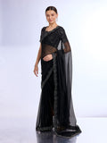 Black Georgette Saree With Blouse Piece Black Georgette Saree With Blouse Piece