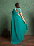 Poly Chiffon Dyed Saree With Heavy Embroidered Blouse Piece Poly Chiffon Dyed Saree With Heavy Embroidered Blouse Piece