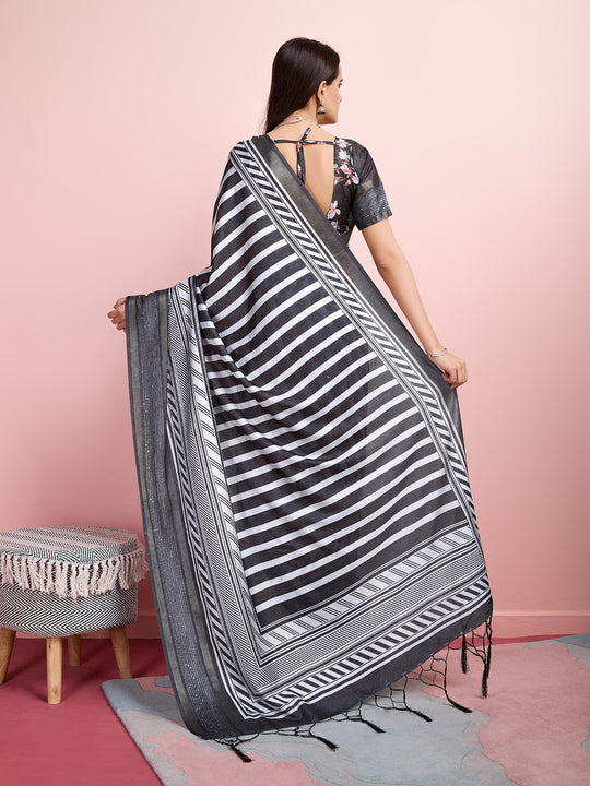 Grey Silk Blend Daily Wear Saree With Blouse Piece Grey Silk Blend Daily Wear Saree With Blouse Piece