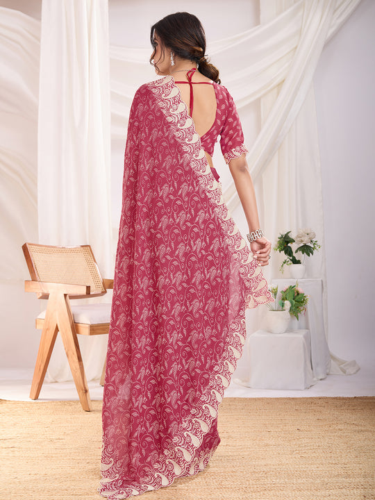 Rani Poly Georgette Festive Wear Saree With Blouse Piece Rani Poly Georgette Festive Wear Saree With Blouse Piece