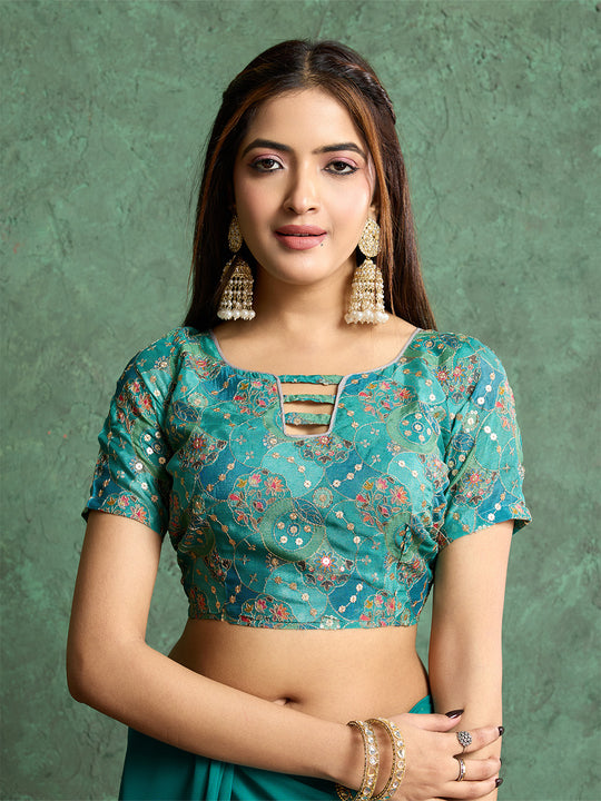 Poly Chiffon Dyed Saree With Heavy Embroidered Blouse Piece Poly Chiffon Dyed Saree With Heavy Embroidered Blouse Piece