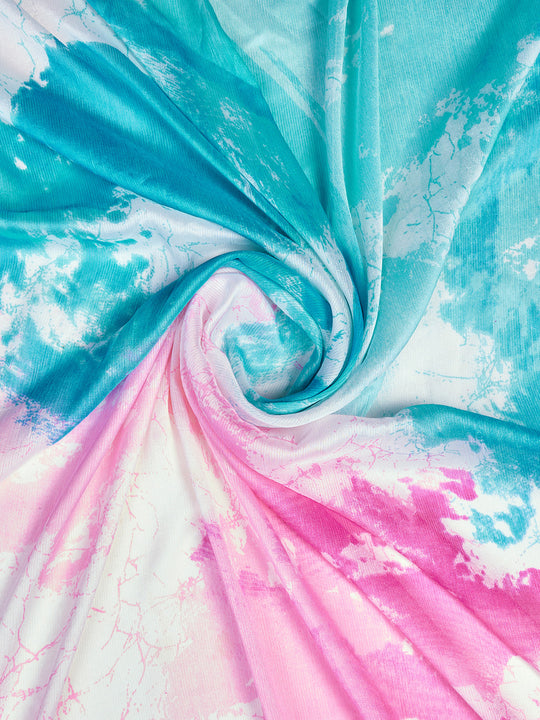 Pink Poly Chiffon Festival Saree With Blouse Piece Pink Poly Chiffon Festival Saree With Blouse Piece