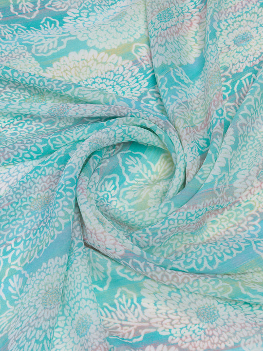 Blue Georgette Saree With Blouse Piece Blue Georgette Saree With Blouse Piece