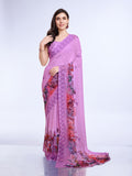 Lavender Poly Chiffon Festival Saree With Blouse Piece Lavender Poly Chiffon Festival Saree With Blouse Piece