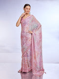 Pink Georgette Saree With Blouse Piece Pink Georgette Saree With Blouse Piece