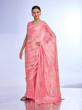 Pink Georgette Saree With Blouse Piece Pink Georgette Saree With Blouse Piece