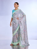 Grey Georgette Saree With Blouse Piece Grey Georgette Saree With Blouse Piece