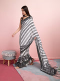 Grey Melange Silk Blend Daily Wear Saree With Blouse Piece Grey Melange Silk Blend Daily Wear Saree With Blouse Piece