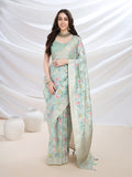 Teal Pure Cotton Festive Wear Saree With Blouse Piece Teal Pure Cotton Festive Wear Saree With Blouse Piece