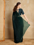 Embellished Mirror Work Organza Saree With Blouse Piece Embellished Mirror Work Organza Saree With Blouse Piece