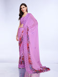 Lavender Poly Chiffon Festival Saree With Blouse Piece Lavender Poly Chiffon Festival Saree With Blouse Piece