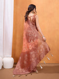 Orange Cotton Blend Saree With Blouse Piece Orange Cotton Blend Saree With Blouse Piece