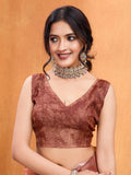 Orange Cotton Blend Saree With Blouse Piece Orange Cotton Blend Saree With Blouse Piece