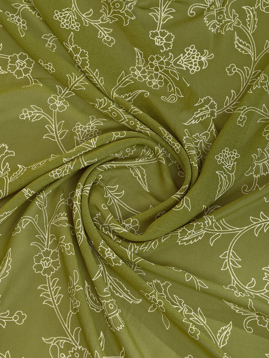 Olive Poly Georgette Festive Wear Saree With Blouse Piece Olive Poly Georgette Festive Wear Saree With Blouse Piece