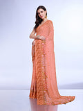 Peach Poly Chiffon Festival Saree With Blouse Piece Peach Poly Chiffon Festival Saree With Blouse Piece