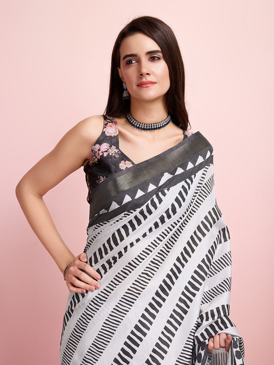 Grey Melange Silk Blend Daily Wear Saree With Blouse Piece Grey Melange Silk Blend Daily Wear Saree With Blouse Piece