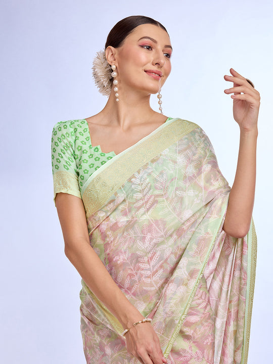 Pista Georgette Saree With Blouse Piece Pista Georgette Saree With Blouse Piece