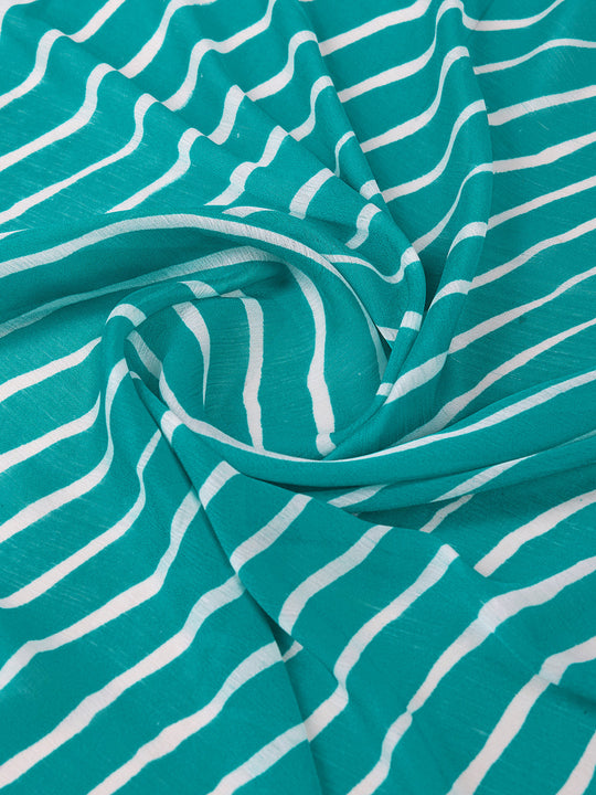 Teal Chiffon Festive Saree With Blouse Piece Teal Chiffon Festive Saree With Blouse Piece