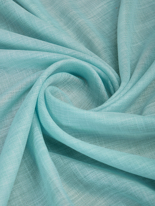 Turquoise Blue Linen Blend Daily Wear Saree With Blouse Piece Turquoise Blue Linen Blend Daily Wear Saree With Blouse Piece