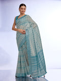 Sea Green Linen Blend Saree With Blouse Piece Sea Green Linen Blend Saree With Blouse Piece