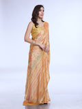 Peach Poly Chiffon Festive Wear Saree With Blouse Piecde Peach Poly Chiffon Festive Wear Saree With Blouse Piecde