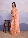Peach Poly Chiffon Saree With Blouse Piece Peach Poly Chiffon Saree With Blouse Piece