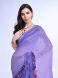 Purple Poly Chiffon Festival Saree With Blouse Piece Purple Poly Chiffon Festival Saree With Blouse Piece