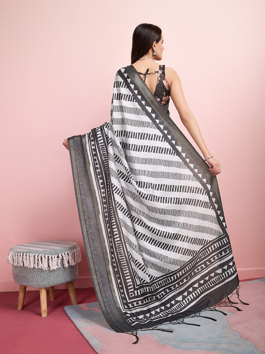 Grey Melange Silk Blend Daily Wear Saree With Blouse Piece Grey Melange Silk Blend Daily Wear Saree With Blouse Piece