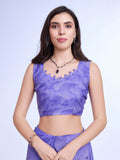 Purple Poly Chiffon Festival Saree With Blouse Piece Purple Poly Chiffon Festival Saree With Blouse Piece