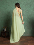 Poly Chiffon Dyed Saree With Heavy Embroidered Blouse Piece Poly Chiffon Dyed Saree With Heavy Embroidered Blouse Piece
