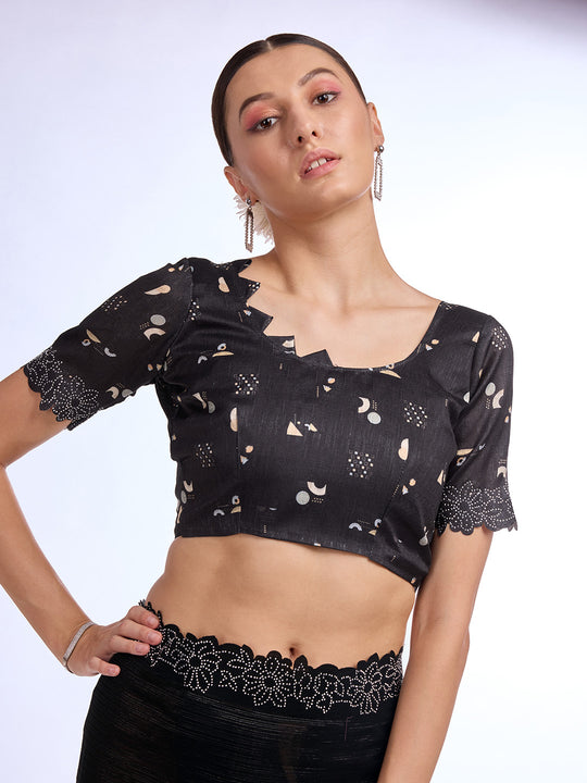 Black Georgette Saree With Blouse Piece Black Georgette Saree With Blouse Piece