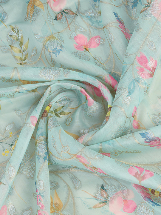 Teal Pure Cotton Festive Wear Saree With Blouse Piece Teal Pure Cotton Festive Wear Saree With Blouse Piece