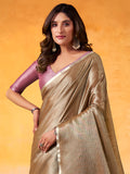 Golden Brown Banarasi Tissue Silk Saree With Blouse Piece Golden Brown Banarasi Tissue Silk Saree With Blouse Piece