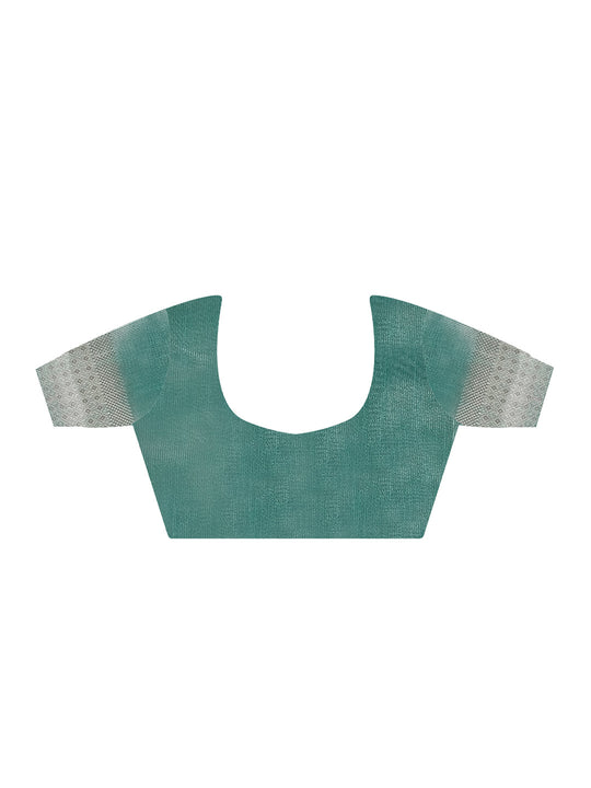 Pink Printed Linen Blend Saree With Blouse Piece Pink Printed Linen Blend Saree With Blouse Piece