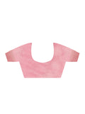 Pink Printed Linen Blend Saree With Blouse Piece Pink Printed Linen Blend Saree With Blouse Piece