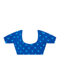 Blue Printed Satin Saree With Blouse Piece Blue Printed Satin Saree With Blouse Piece