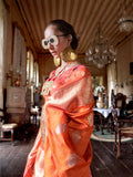 Orange Two-Tone Handloom Weaving Silk Saree With Blouse Piece Orange Two-Tone Handloom Weaving Silk Saree With Blouse Piece