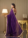 Purple Satin Solid Saree With Blouse Piece Purple Satin Solid Saree With Blouse Piece