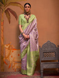 Lavender Color Party Wear Silk Saree With Blouse Piece Lavender Color Party Wear Silk Saree With Blouse Piece