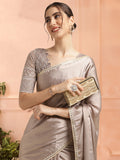 Beige Chiffon Ready To Wear Saree With Blouse Piece Beige Chiffon Ready To Wear Saree With Blouse Piece