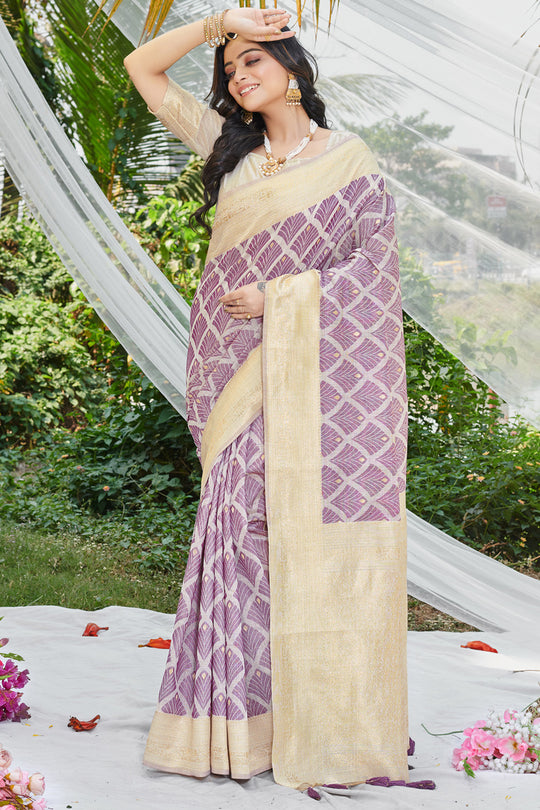 Purple Cotton Thread Work Saree With Blouse Piece Purple Cotton Thread Work Saree With Blouse Piece