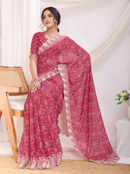 Rani Poly Georgette Festive Wear Saree With Blouse Piece Rani Poly Georgette Festive Wear Saree With Blouse Piece