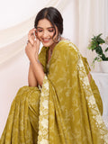 Yellow Poly Georgette Festive Wear Saree With Blouse Piece Yellow Poly Georgette Festive Wear Saree With Blouse Piece