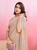 Peach Silk Georgette Festive Wear Saree With Blouse Piece Peach Silk Georgette Festive Wear Saree With Blouse Piece