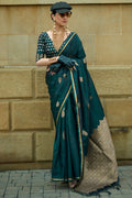 Green Banarasi Silk Saree With Blouse Piece Green Banarasi Silk Saree With Blouse Piece