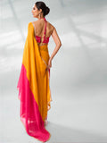 Pink & Yellow Pure Chiffon Party Wear Saree With Blouse Piece Pink & Yellow Pure Chiffon Party Wear Saree With Blouse Piece