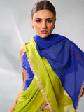 Navy Blue & Fluroscent Green Pure Chiffon Party Wear Saree With Blouse Piece Navy Blue & Fluroscent Green Pure Chiffon Party Wear Saree With Blouse Piece