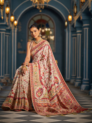 White Soft Silk Festive Wear Saree With Blouse Piece