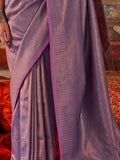 Purple Handloom Weaving Silk Saree With Blouse Piece Purple Handloom Weaving Silk Saree With Blouse Piece